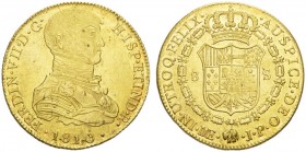 COINS & MEDALS FROM OVERSEAS 
 PERU 
 Ferdinand VII, 1808-1833. 8 Escudos 1810 LIMAE-JP, Lima. FERDIN VII D G HISP ET IND R. Bust to right // AUSPIC...