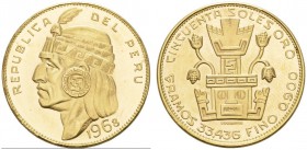 COINS & MEDALS FROM OVERSEAS 
 PERU 
 Republic, since 1822. 50 Soles 1968. REPUBLICA DEL PERU. Head of Inca Indian Chief, Manco Capoc // Inca emblem...
