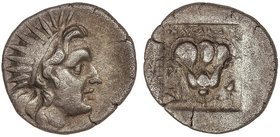 GREEK COINS
Dracma. 190-170 a.C. MAGISTRADO AGEMACHOS. RODAS. ISLAS DE CARIA. Anv.: Cabeza radiada de Helios a derecha. Rev.: A¶EMA¶O¶encima, P - ros...