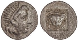 GREEK COINS
Dracma. 190-170 a.C. MAGISTRADO ANAXIDIKOS. RODAS. ISLAS DE CARIA. Anv.: Cabeza radiada de Helios a derecha. Rev.: ANAXI¶IKO¶encima, P - ...