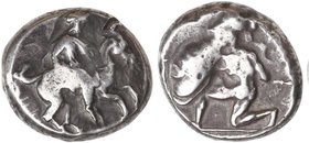 GREEK COINS
Estátera. 400-386 a.C. TARSOS. CILICIA. Anv.: Sátrapa Persa a caballo a derecha. Rev.: Hoplita Griego arrodillado en actitud defensiva co...