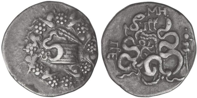 GREEK COINS
Cistóforo. 133-67 a.C. PÉRGAMO. MISIA. Anv.: Cista mística con una ...