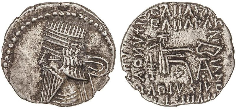 GREEK COINS
Dracma. 105-147 d.C. VOLOGASES III. PARTIA. Anv.: Busto diademado a...
