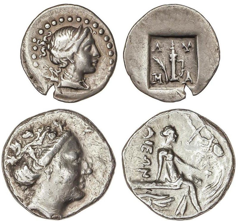 GREEK COINS
Lote 2 monedas 1/4 de Dracma y Tetróbolo. AR. Incluye 1/4 Dracma 16...