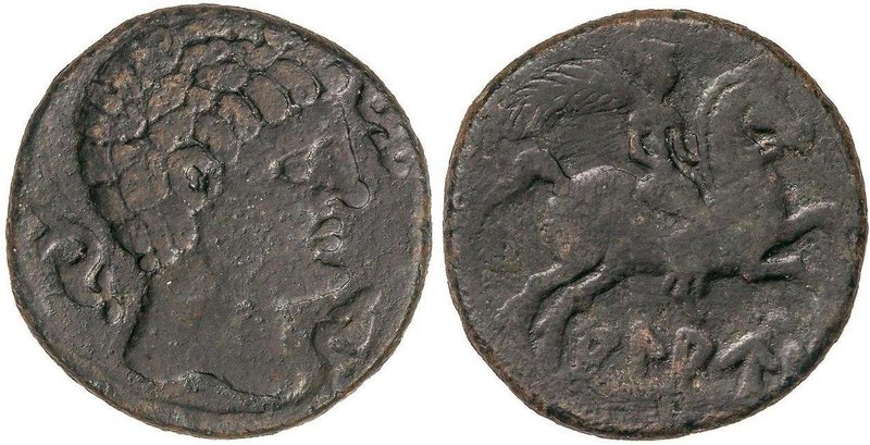 CELTIBERIAN COINS
As. 120-80 a.C. ALAUN (ALAGÓN. Zaragoza). Anv.: Cabeza mascul...