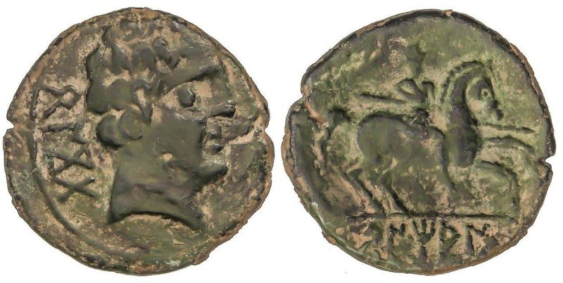 CELTIBERIAN COINS
As. 120-80 a.C. BENTIAN (Zona de Navarra). Anv.: Cabeza mascu...