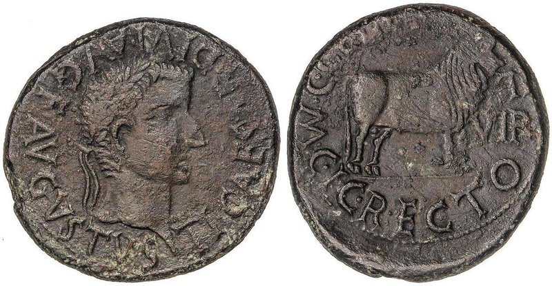 CELTIBERIAN COINS
As. 14-36 d.C. ÉPOCA DE TIBERIO. CALAGURRIS (CALAHORRA, La Ri...