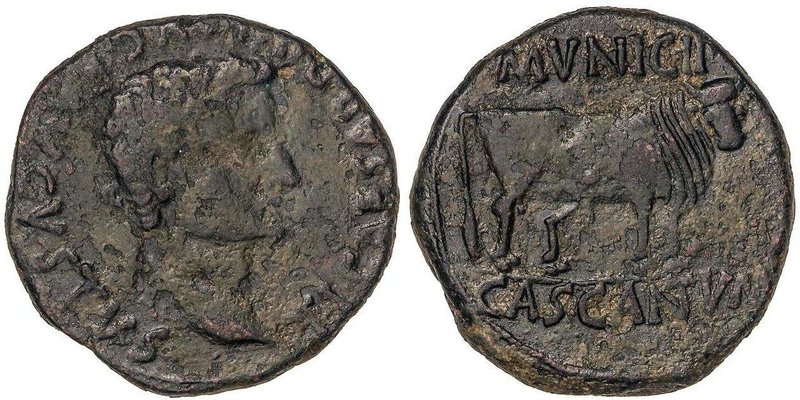 CELTIBERIAN COINS
As. 14-36 d.C. ÉPOCA DE TIBERIO. CASCATUM (CASCANTE, Navarra)...