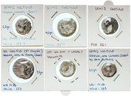 CELTIBERIAN COINS
Lote 12 monedas Sextante, Cuadrante, Semis (9) y As. CASTULO (CAZLONA, Jaén). AE. Destacan Cuadrante Jablí a derecha, encima estrel...