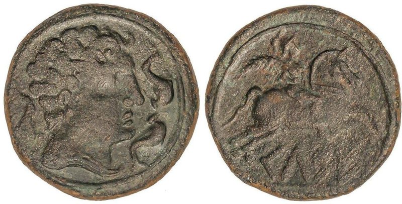 CELTIBERIAN COINS
As. 120-50 a.C. CELSE (VELILLA DE EBRO, Zaragoza). Anv.: Cabe...