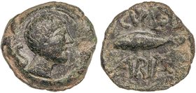 CELTIBERIAN COINS
Semis. 50 a.C. CUNBARIA (LAS CABEZAS DE SAN JUAN, Sevilla). Anv.: Cabeza masculina a derecha, detrás S. Rev.: Atún a izquierda enci...