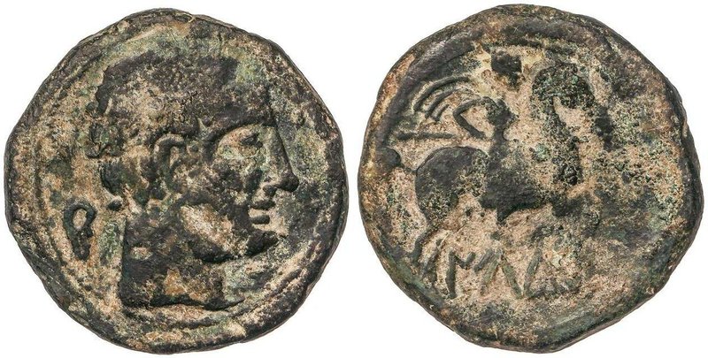 CELTIBERIAN COINS
As. 120-20 a.C. ILDURO (MATARÓ). Anv.: Cabeza masculina con d...