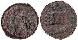 CELTIBERIAN COINS
As. 150-50 a.C. KETOVION (ALCÁCER DO SAL, Portugal).. Anv.: Cabeza barbada y laureada a izquierda, delante CAVONIE. SISCRA F. Rev.:...