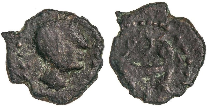 CELTIBERIAN COINS
Cuadrante. 50- 20 a.C. OLONT (AZNALCÁZAR, Sevilla). Anv.: Cab...