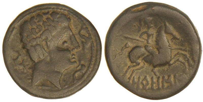 CELTIBERIAN COINS
As. 120-20 a.C. OROSIS (Zona MEDIA DEL EBRO). Anv.: Cabeza ma...