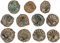 CELTIBERIAN COINS
Lote 11 monedas Sextante. 170-20 a.C. ARSE (SAGUNTO). Anv.: Concha. Rev.: Delfín a derecha, encima creciente y debajo letra ibérica...