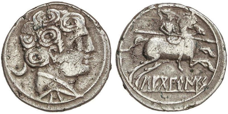 CELTIBERIAN COINS
Denario. 120-30 a.C. SECOBIRICES (SAELICES, Cuenca). Anv.: Ca...