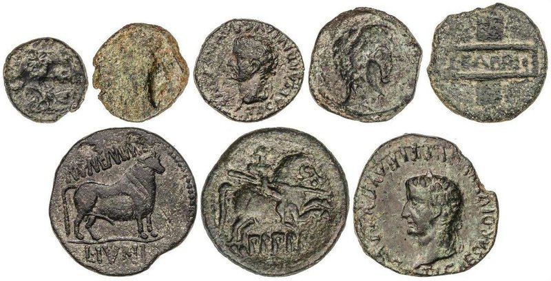 CELTIBERIAN COINS
Lote 8 monedas Cuadrante a As. AE. Incluye Semis Cartagonova ...