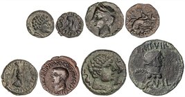 CELTIBERIAN COINS
Lote 9 monedas Sextante a As. AE. Incluye Calco Acuñación Hispano-Cartaginesa AB-511, Semis (3) y Sextante Cartagonova época de Tib...