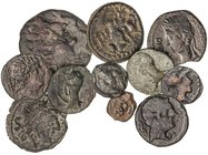 CELTIBERIAN COINS
Lote 11 monedas 1/8 Calco, Sextante, 1/4 Calco (3), Semis (5) y As.. IMITACIÓN INDÍGENA, ABARILDUR, ARECORATAS, CAESARAUGUSTA, CELS...