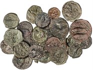 CELTIBERIAN COINS
Lote 24 monedas Cuadrante (2), Semis (19) y As (3). CARTEIA (18) y GADES (6). (Zona de CÁDIZ). AE. Todas de la zona de Cádiz. Semis...