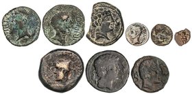 CELTIBERIAN COINS
Lote 9 monedas 1/8 Calco, Sextante (2), Semis (2), As (3) y Quinario. EBUSUS, ECUALACOS, EMERITA, IRIPPO (2), TANUSIA, LAGUNE y MAL...