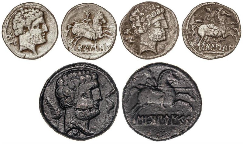 CELTIBERIAN COINS
Lote 3 monedas As y Denario (2). BOLSCAN (2) SEGOBRIGA. AE y ...