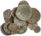 CELTIBERIAN COINS
Lote 150 cobres. Tamaño medio y pequeño, diferentes cecas. A identificar. IMPRESCINDIBLE EXAMINAR. RC a BC.