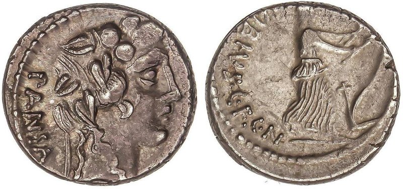 ROMAN COINS: ROMAN REPUBLIC
Denario. 48 a.C. VIBIA-16. C. Vibius C.f.C.n Pansa....