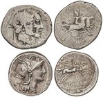 ROMAN COINS: ROMAN REPUBLIC
Lote 2 monedas Denario. 110-109 y 88 a.C. CLAUDIA-1 y MARCIA-18. C. Claudius Pulcher y Caius Marcius Censorinus. AR. Vict...