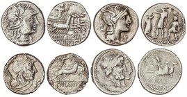 ROMAN COINS: ROMAN REPUBLIC
Lote 4 monedas Denario. CORNELIA-50, MARCIA-18, MINUCIA-15, PORCIA-4. AR. A EXAMINAR. FFC-624, 854, 921, 1055. MBC- a MBC...