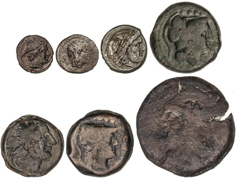 ROMAN COINS: ROMAN REPUBLIC
Lote 7 monedas Semiuncia, Semis, Triens (2), Quinar...