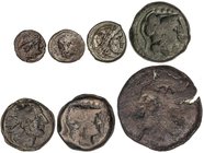 ROMAN COINS: ROMAN REPUBLIC
Lote 7 monedas Semiuncia, Semis, Triens (2), Quinario y Victoriato. AE (5) y AR (2). Incluye Semiuncia Anónima Se-130, Se...
