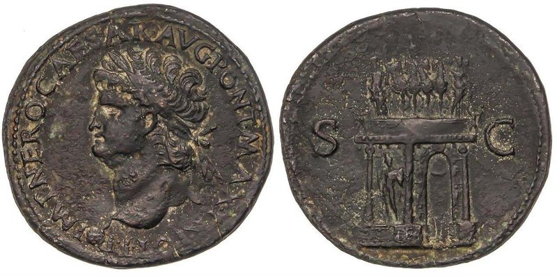 ROMAN COINS: ROMAN EMPIRE
Sestercio. Acuñada el 66-68 d.C. NERÓN. Anv.: IMP. NE...