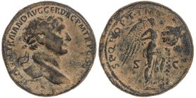 ROMAN COINS: ROMAN EMPIRE
Sestercio. Acuñada el 104-110 d.C. TRAJANO. Anv.: IMP. CAES. NERVAE TRAIANO AVG. GER. DAC. P. M. TR. P. COS. C. P. P. Cabez...