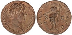 ROMAN COINS: ROMAN EMPIRE
As. Acuñada el 134-138 d.C. ADRIANO. Anv.: Cabeza laureada a derecha. HADRIANVS AVG COS III P P. Rev.: Fortuna estante a iz...