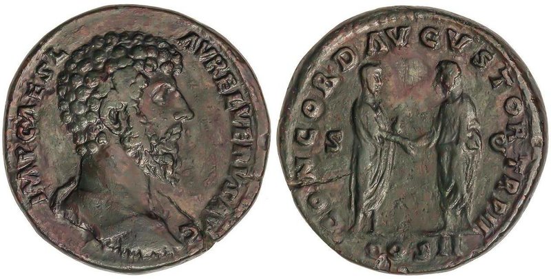 ROMAN COINS: ROMAN EMPIRE
Sestercio. Acuñada el 162 d.C. LUCIO VERO. Anv.: IMP....