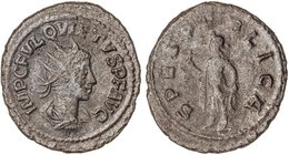 ROMAN COINS: ROMAN EMPIRE
Antoniniano. Acuñada el 260-261 d.C. QUIETO. Anv.: IMP. C. FVL. QVIETVS P. F. AVG. Busto radiado a derecha. Rev.: INDVLGENT...