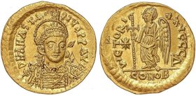 ROMAN COINS: ROMAN EMPIRE
Sólido. Acuñada el 491-518 d.C. ANASTASIO I. CONSTANTINOPLA. Anv.: D. N. ANASTASIVS PP. AVG. Busto de frente con coraza, ca...