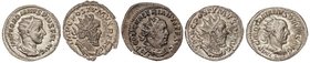 ROMAN COINS: ROMAN EMPIRE
Lote 5 Antoninianos. GORDIANO III, TRAJANO DECIO, POSTUMO (2) y VALERIANO I. AR, Ve. A EXAMINAR. MBC a EBC-.