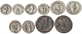 ROMAN COINS: ROMAN EMPIRE
Lote 5 monedas Maiorina, Antoniniano (2), Denario (2). FAUSTINA I, ANTONINIO PIO, TRAJANO DECIO (2), JULIANO II. AE, AR (4)...