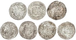 AL-ANDALUS COINS: CALIFHATE
Lote 7 monedas Dirham. AR. Abderrahmán III (3) fechas 331, 335 y 347H; Al-Haqem II del 356H; Hixem II (2) fechas 366 y 37...