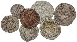 MEDIEVAL COINS: CATALONIA-ARAGÓN
Lote 7 monedas Òbol, Diner (4) y Dobler (2). ALFONS IV (4), JOAN II (2) y FERRAN II. MALLORCA (2), PERPINYÀ (3) y VA...