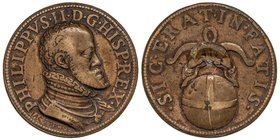 SPANISH MONARCHY: PHILIP II
Medalla. (1588). Anv.: PHILIPPVS. II. D. G. HISP. REX. Busto a derecha. Rev.: SIC ERA IN FATIS. AE fundido. Ø 30 mm. (Lev...