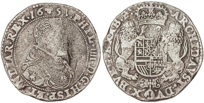 SPANISH MONARCHY: PHILIP IV
Ducatón. 1651. BRUJAS. FLANDES. 32 grs. AR. . (Oxid...