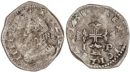 SPANISH MONARCHY: PHILIP IV
3 Tari. 1638. SICÍLIA. MESSINA. I.-P. 7,63 grs. AR. Spahr-55; Vti-143. MBC-/MBC+.