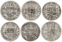 SPANISH MONARCHY: PHILIP V
Lote 6 monedas 2 Reales. 1717 a 1724. SEGOVIA (3) y SEVILLA (3). Todas diferentes y peninsulares. A EXAMINAR. MBC- a MBC.