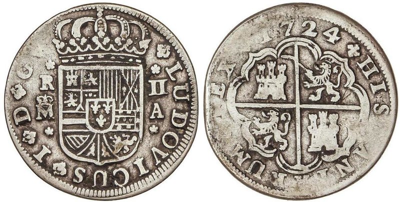 SPANISH MONARCHY: LOUIS I OF SPAIN
2 Reales. MADRID. 4,82 grs. AR. Cal-120. MBC...