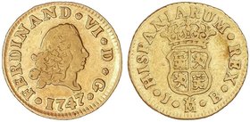 SPANISH MONARCHY: FERDINAND VI
1/2 Escudo. 1747. MADRID. J.B. 1,7 grs. Cal-242. MBC-.