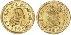 SPANISH MONARCHY: FERDINAND VI
1/2 Escudo. 1749. MADRID. J.B. 1,74 grs. Cal-245. MBC.